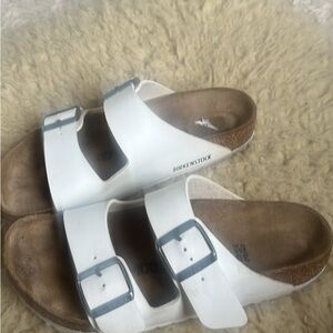 Birkenstock White Arizona Sandals with Buckles